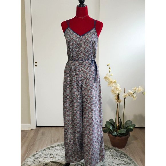 Sans Souci Pants - Sans Souci Kaleidoscope Jumpsuit Boho Pantsuit Wide Leg Side Zipper Size S 1142